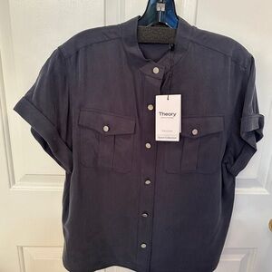 Women’s Theory Navy Button-Up Shirt Large